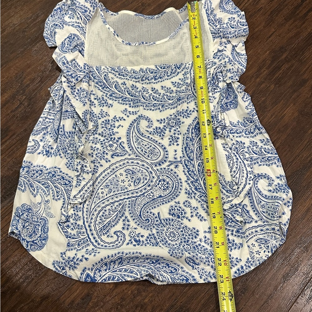 Abercrombie & Fitch Women's Cream & Blue Sleeveless Top Size M - Picture 10 of 10